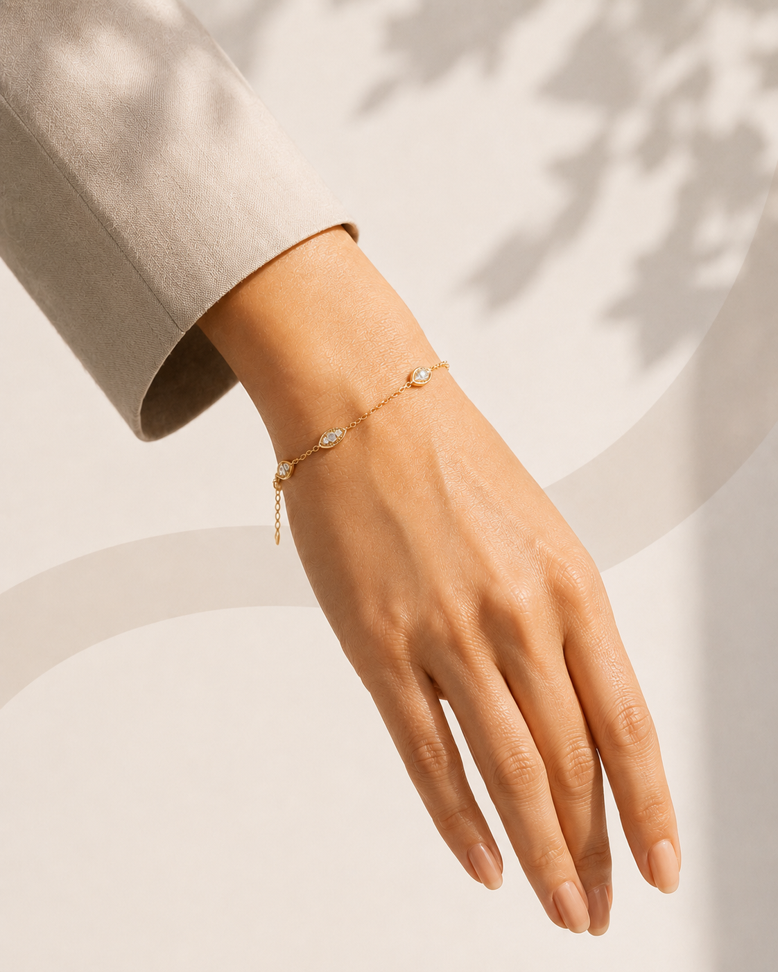18K gold bezel station diamond bracelet by Oré, view 3