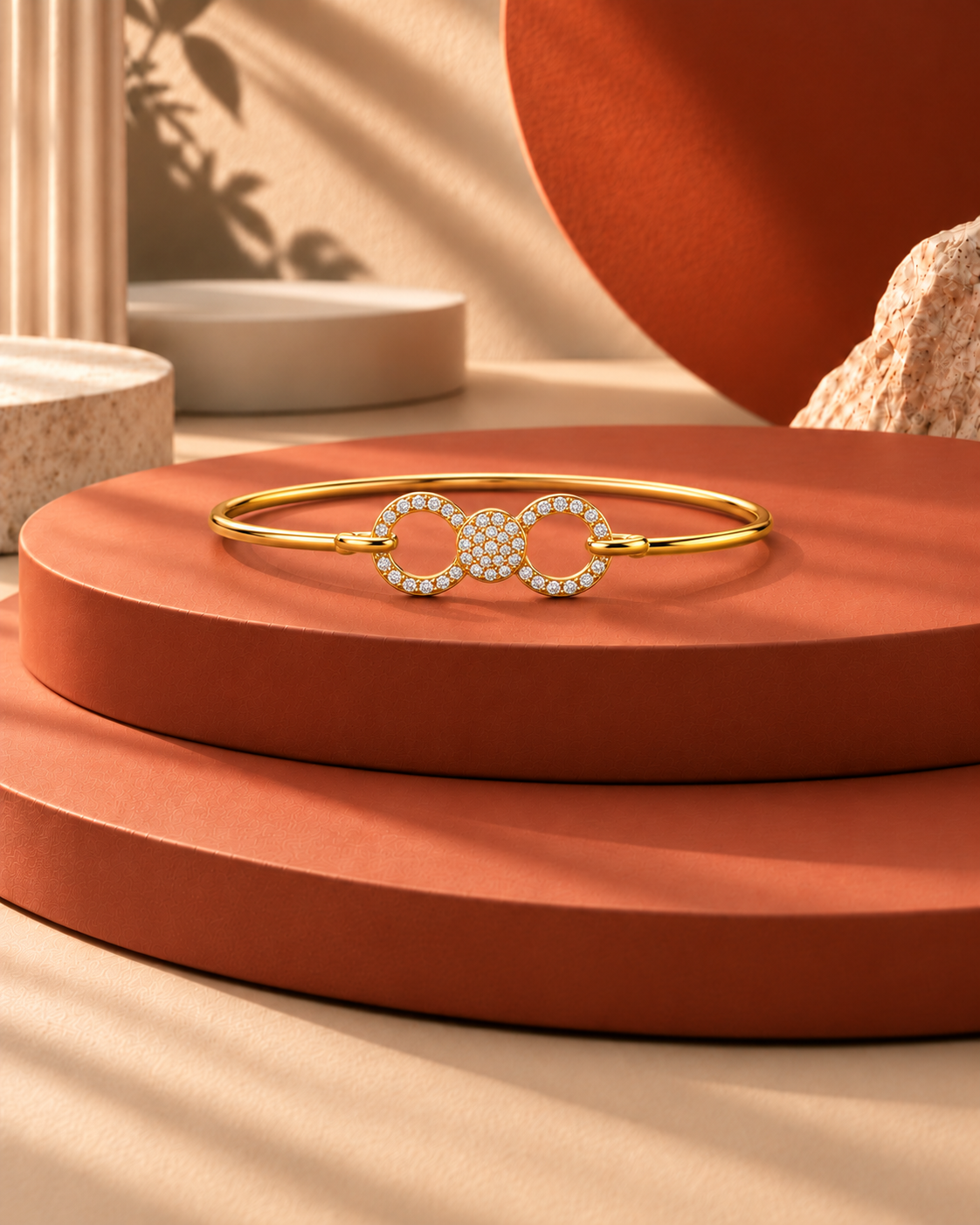Oré 9K Gold Floral Infinity Diamond Bangle, set with laboratory-grown diamonds, view 1
