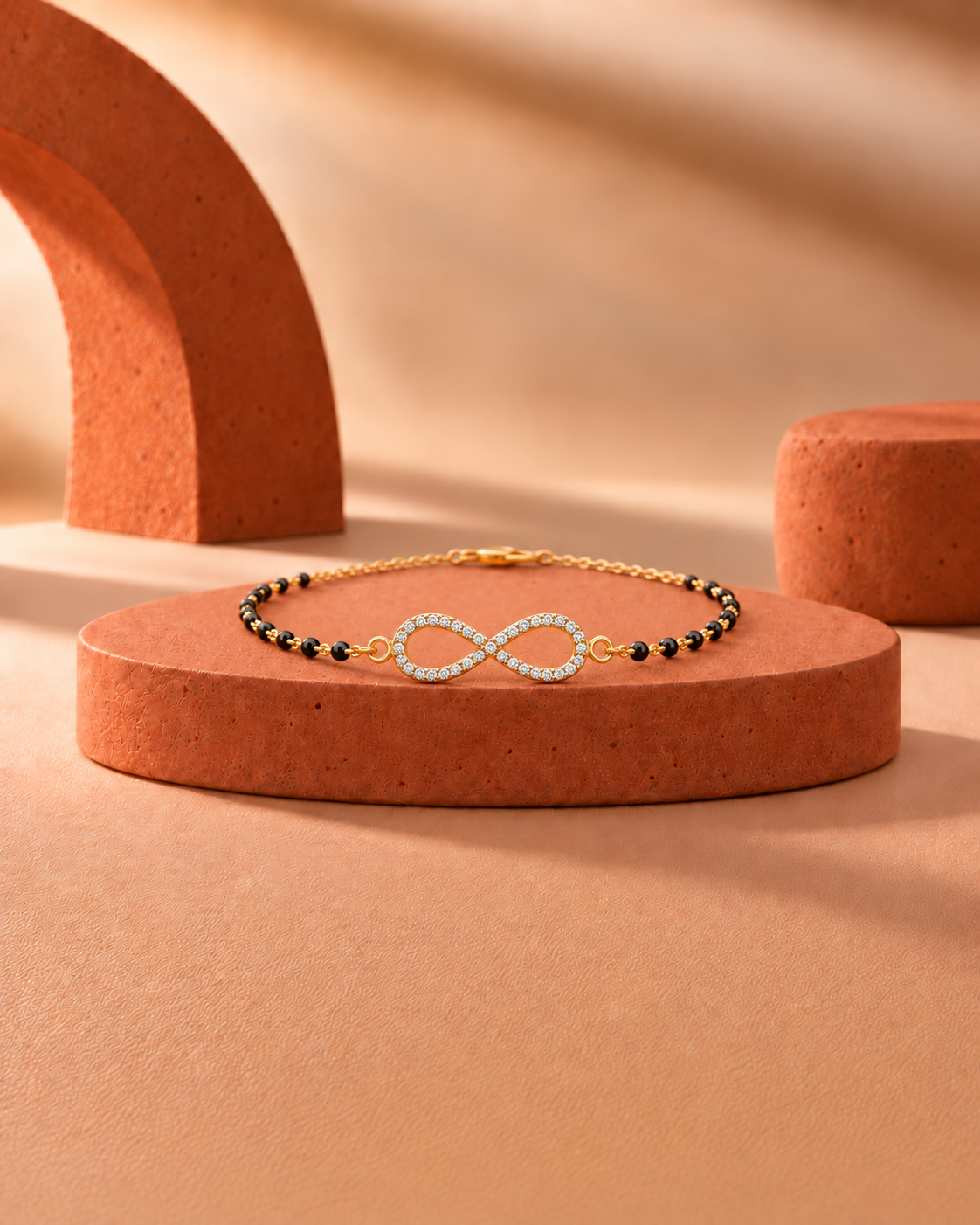 Oré 9K Gold Diamond Infinity Mangalsutra Bracelet, set with laboratory-grown diamonds, view 1