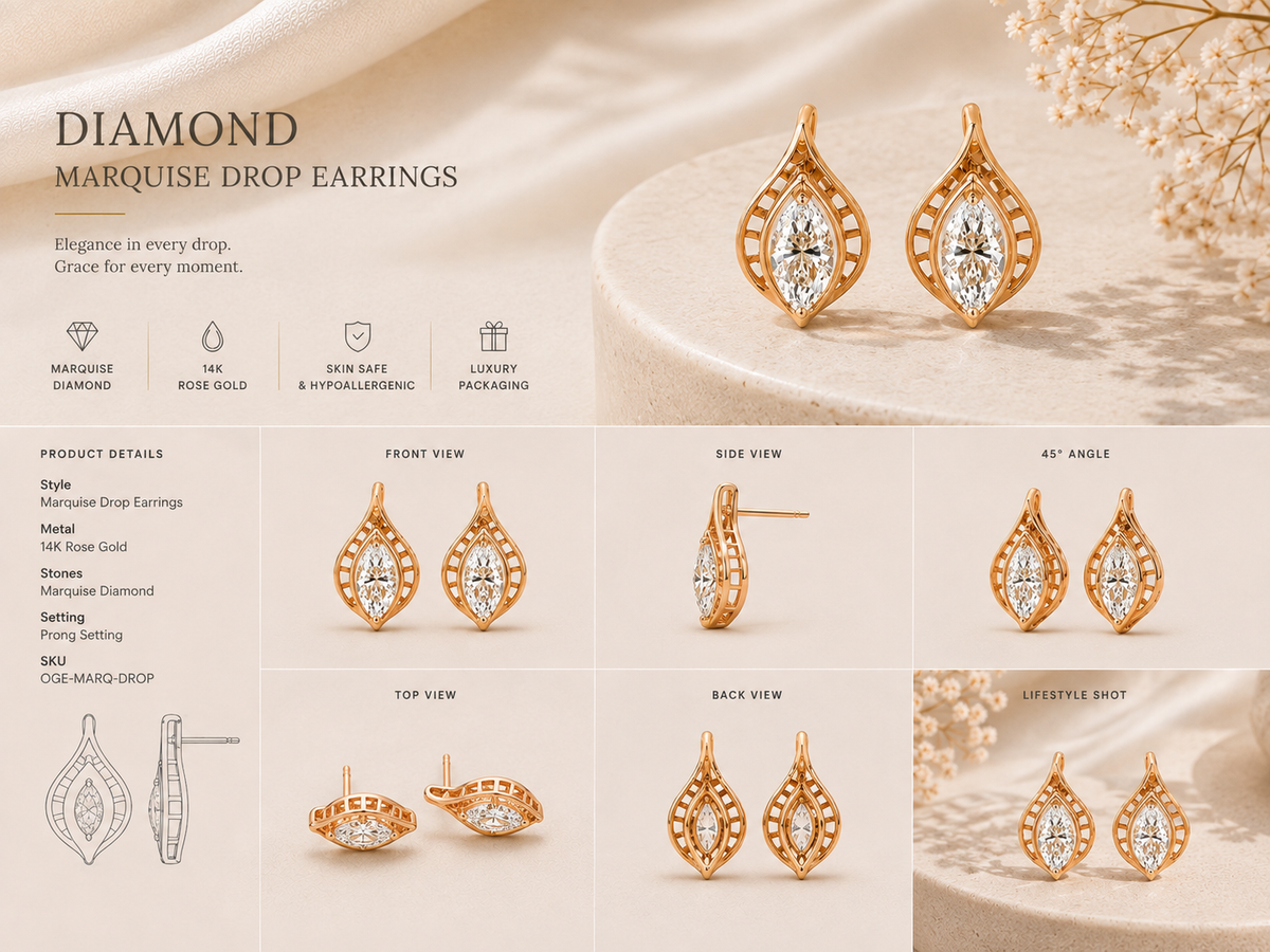 18K gold openwork leaf diamond earrings by Oré, view 3