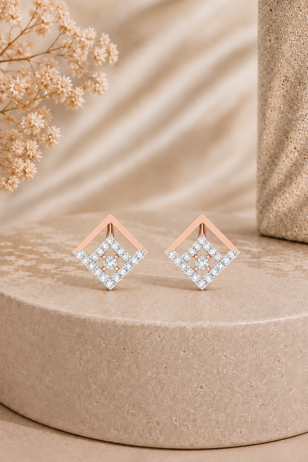 14K gold geometric diamond earrings by Oré