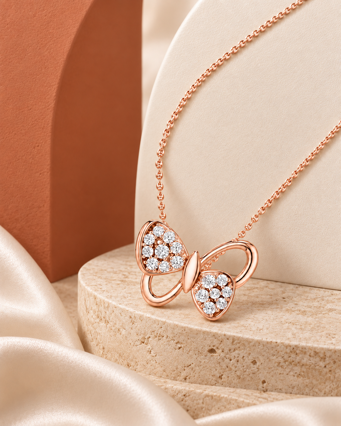 14K rose gold diamond accent pendant necklace by Oré