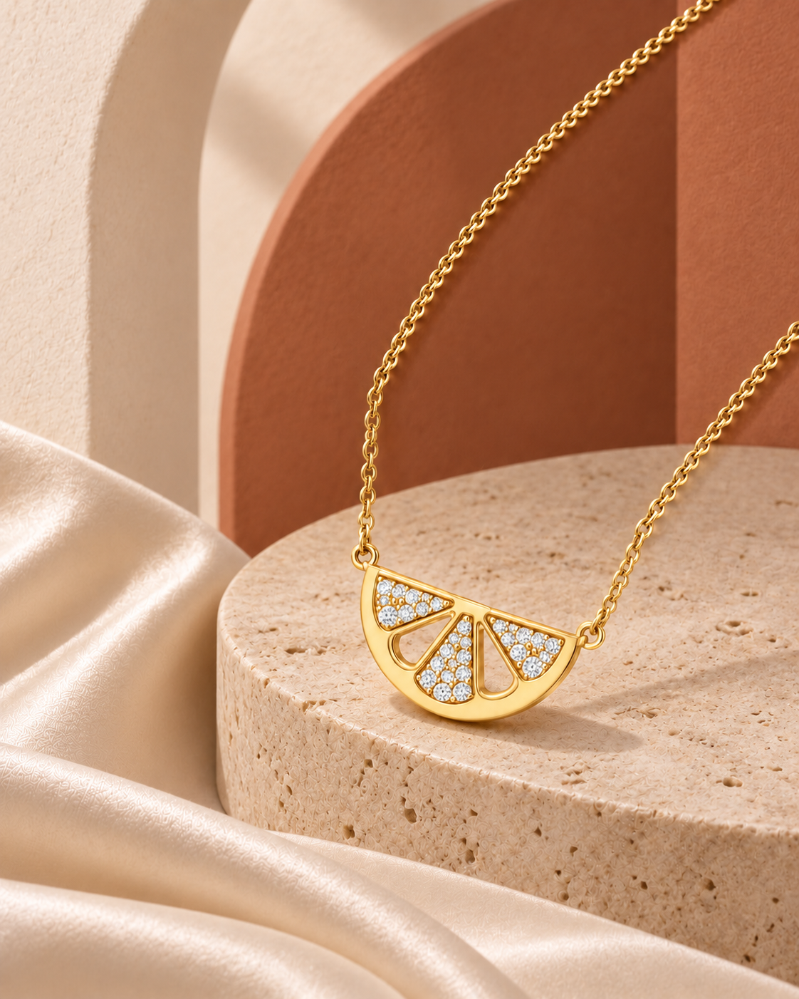 9K yellow gold multi-stone floral diamond pendant by Oré