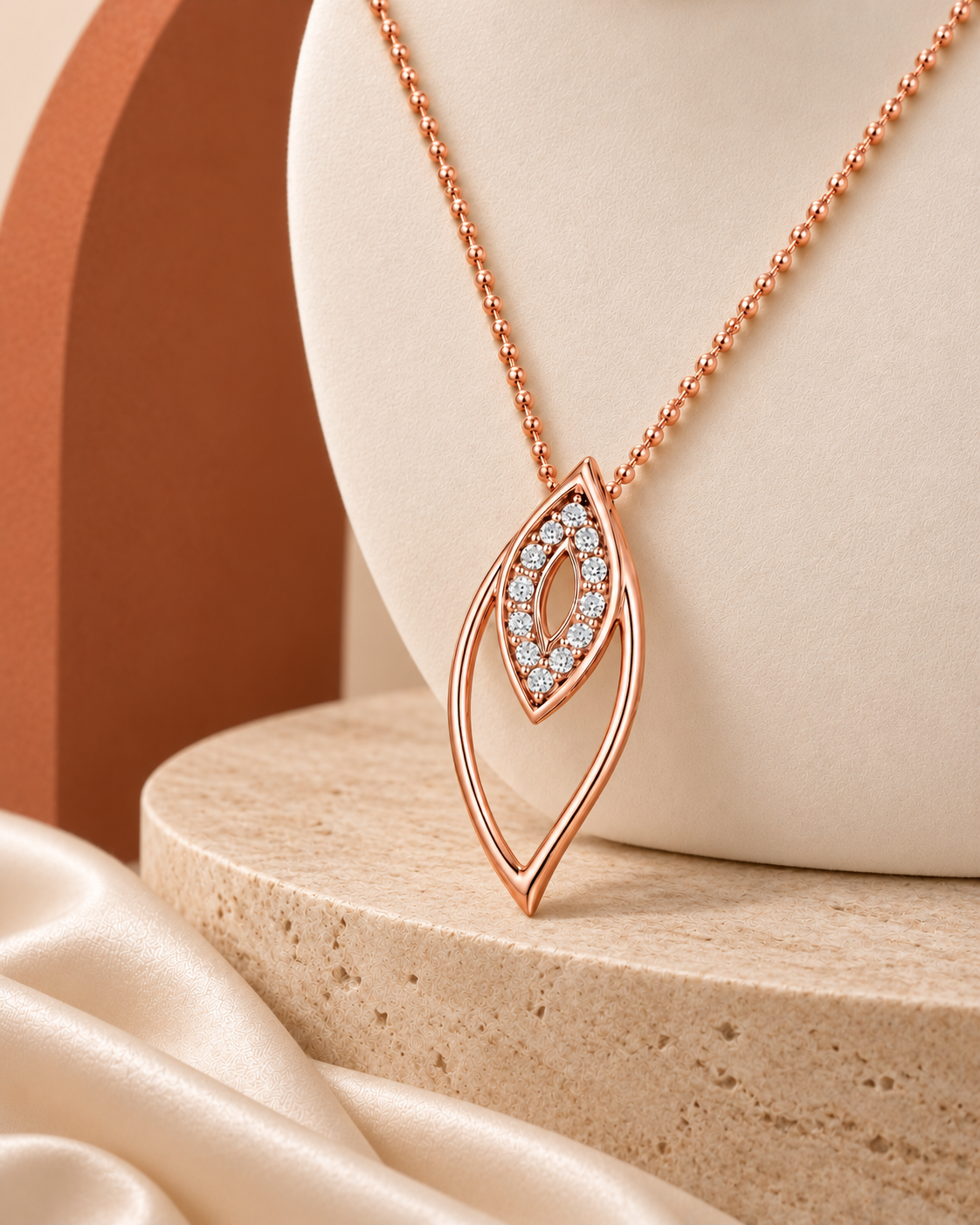 9K rose gold pavé circle diamond pendant by Oré