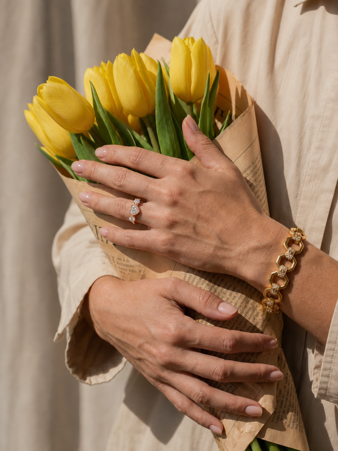 14K gold heart and butterfly diamond ring by Oré, view 5