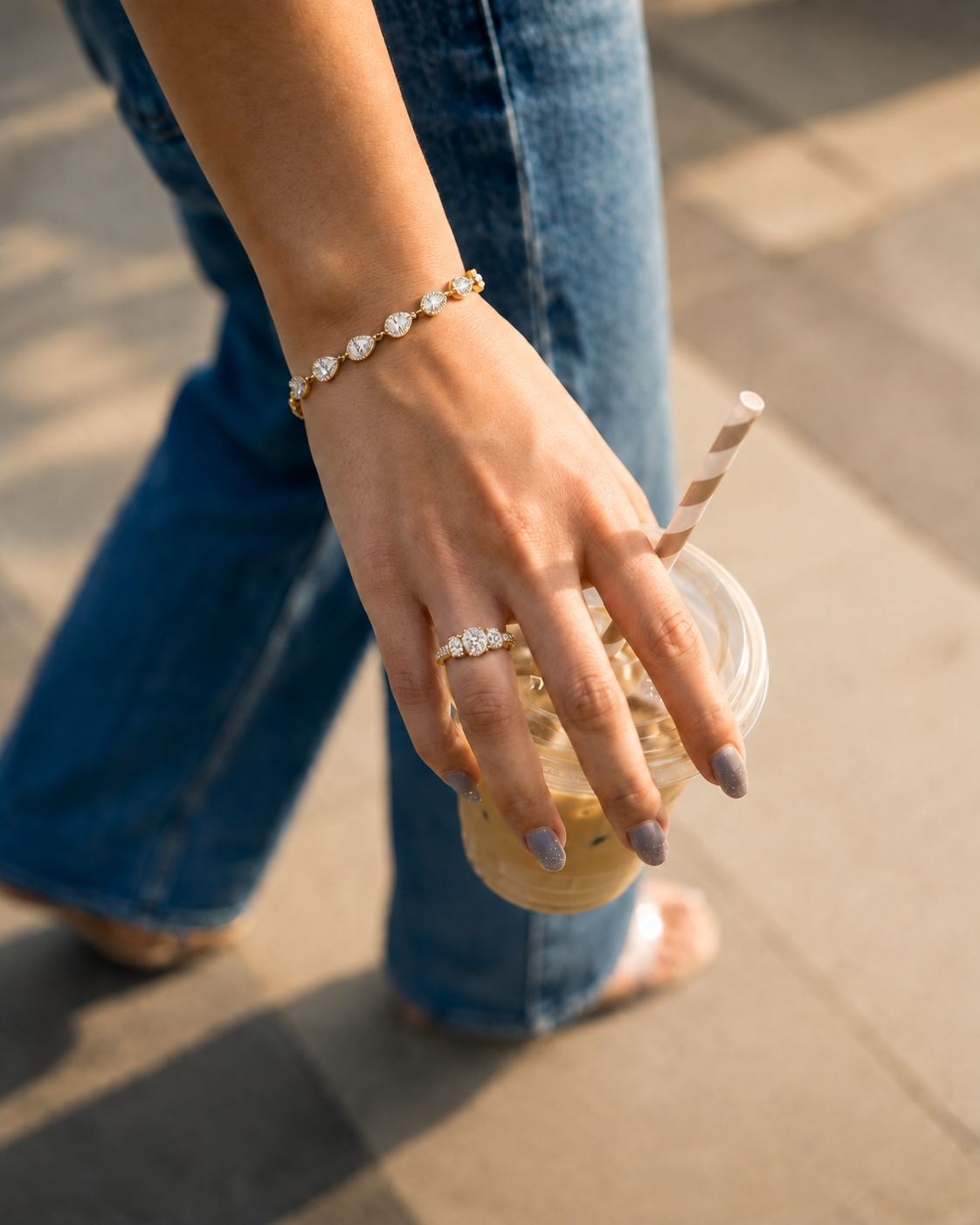 14K gold graduated diamond band ring by Oré