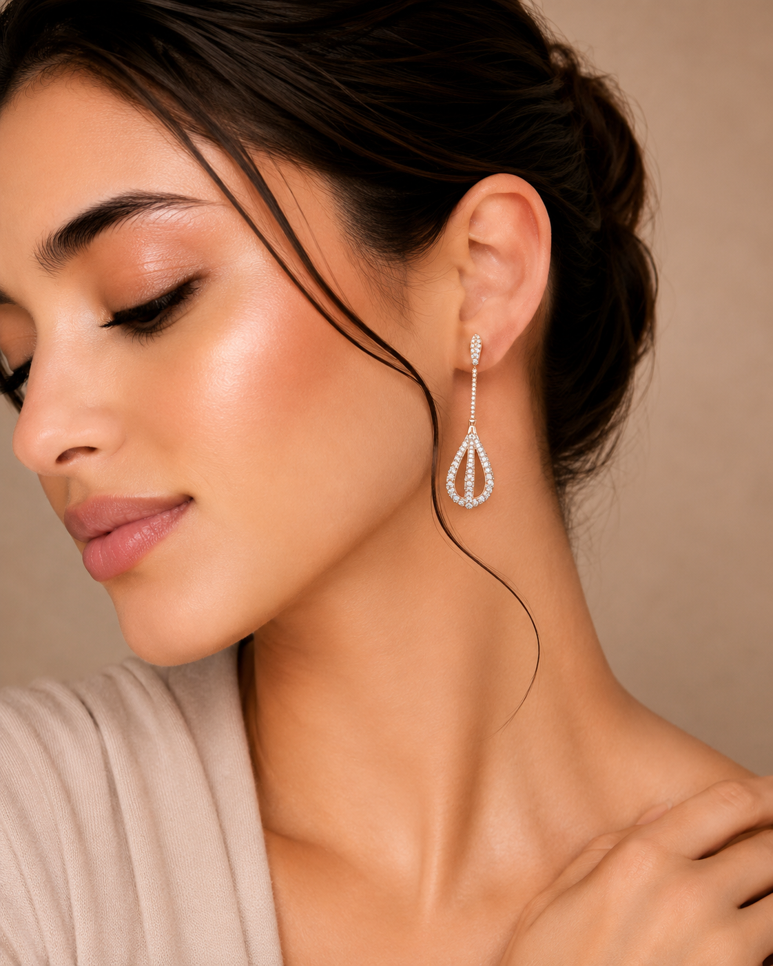 Ore 9K Gold Openwork Teardrop Chain-Drop Earrings