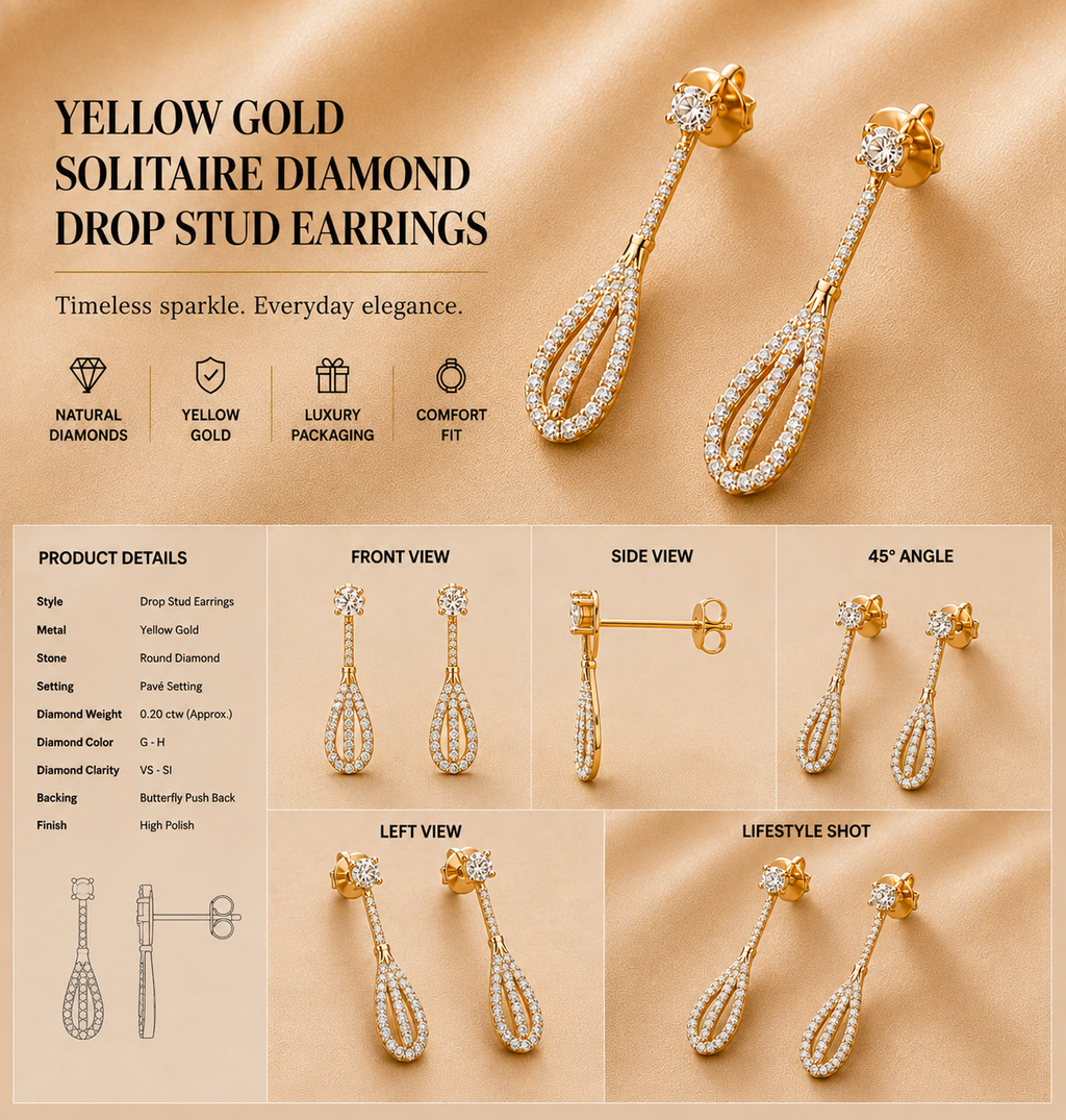 Ore 9K Gold Openwork Teardrop Chain-Drop Earrings