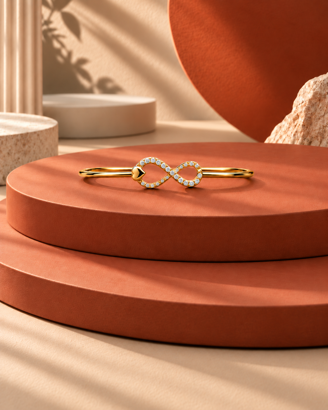 Oré 9K Gold Diamond Infinity Bangle, set with laboratory-grown diamonds, view 1