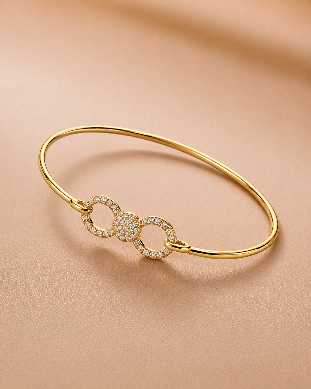 Ore 9K Gold Floral Infinity Diamond Bangle