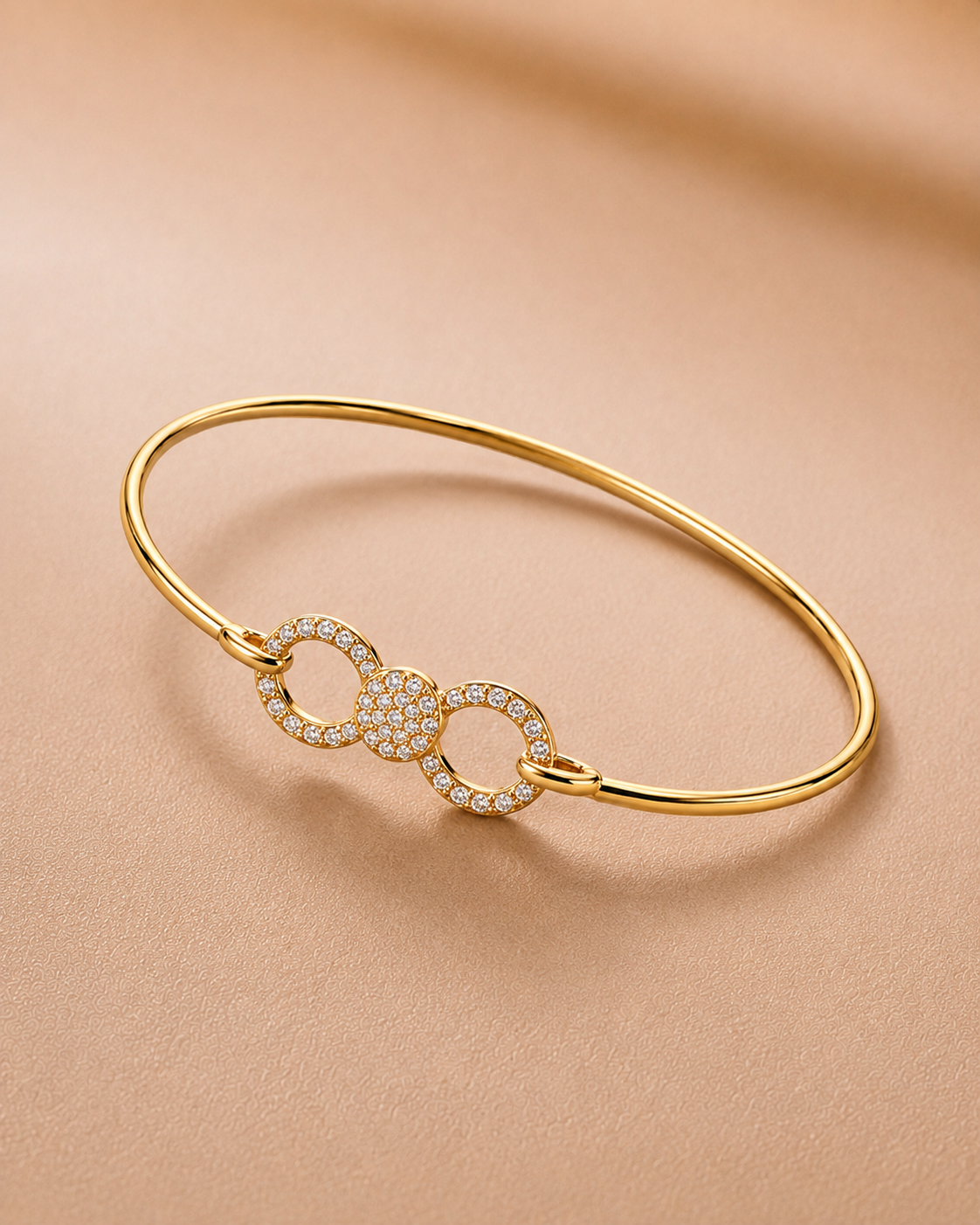 Ore 9K Gold Floral Infinity Diamond Bangle