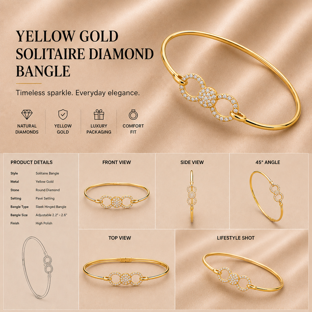 Ore 9K Gold Floral Infinity Diamond Bangle