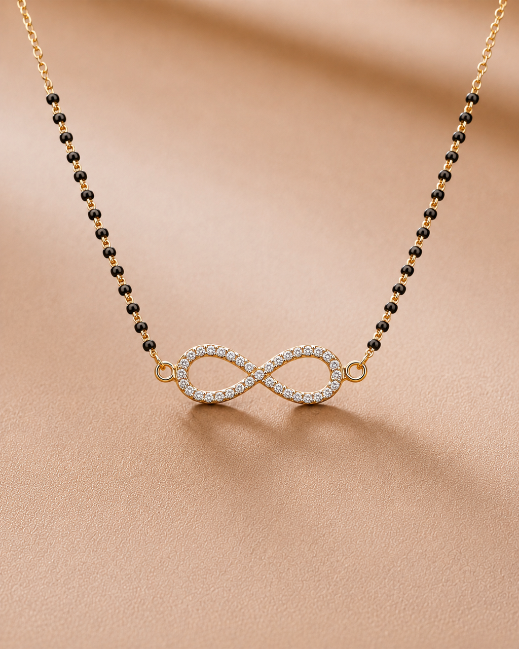 Ore 9K Gold Diamond Infinity Mangalsutra Bracelet
