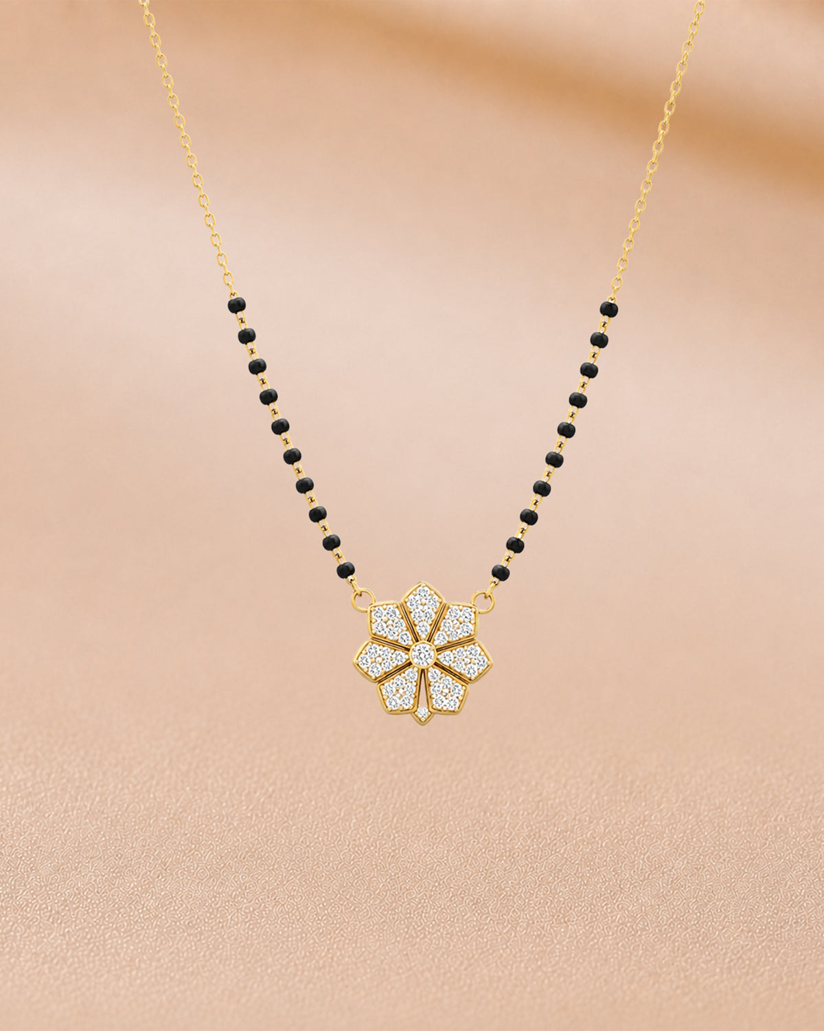 9K gold floral diamond mangalsutra chain by Oré
