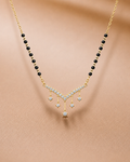 Ore 9K Gold Round Diamond Cluster Mangalsutra Chain