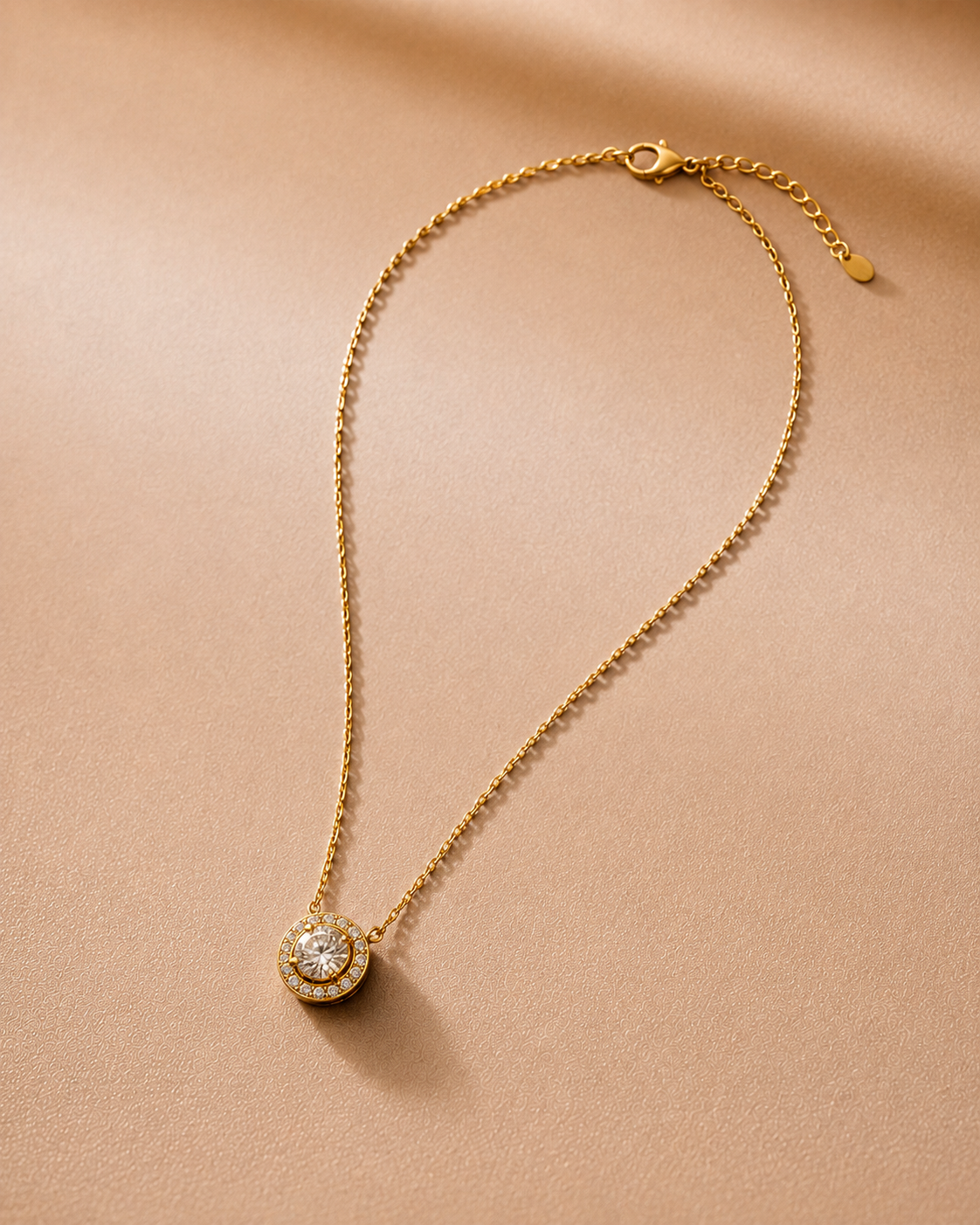 Ore 9K Gold Cushion Halo Pendant Mangalsutra Chain