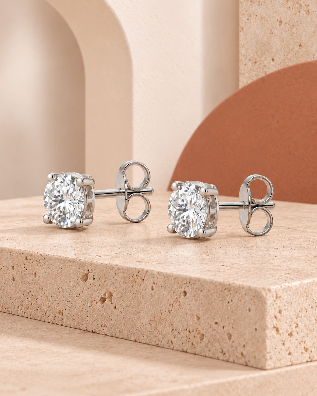 9K yellow gold oval solitaire diamond earrings by Oré
