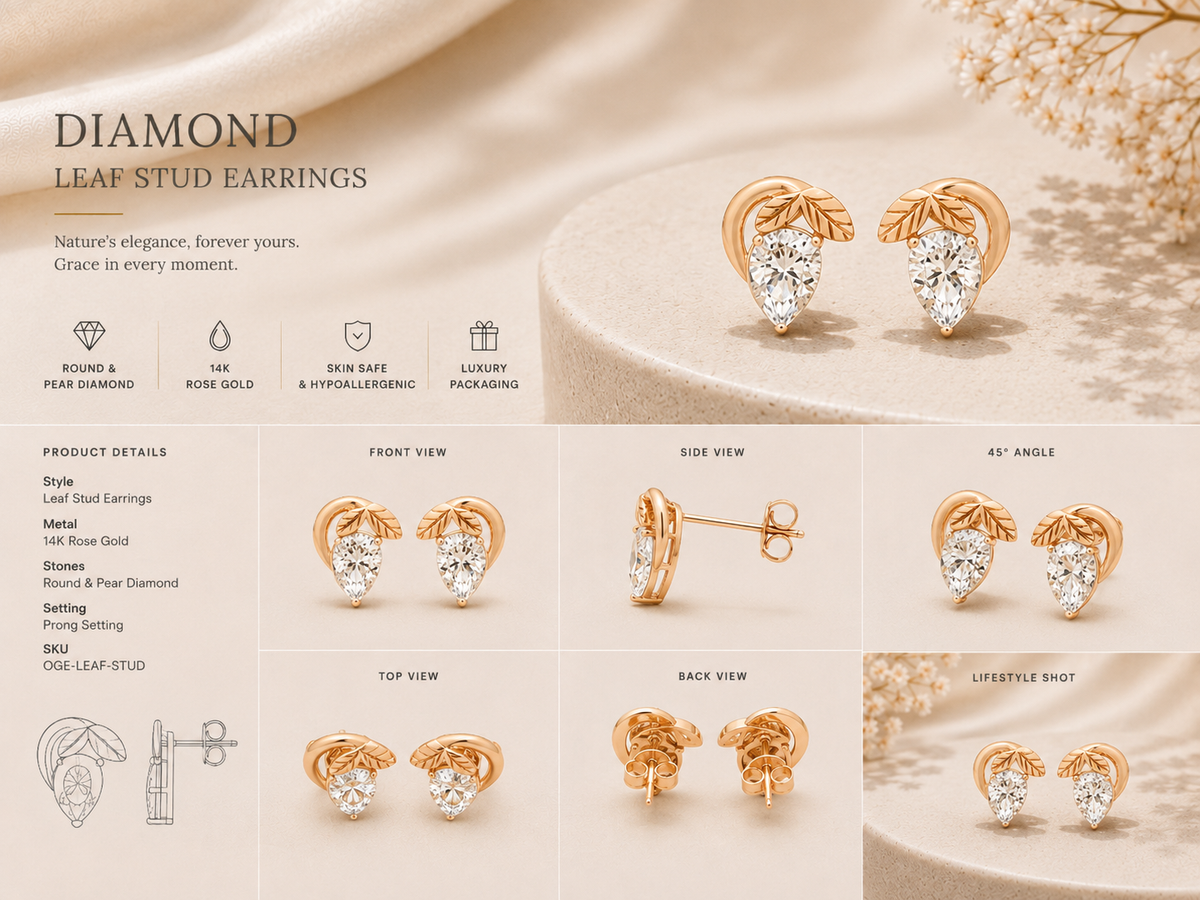 14K gold bow pear drop diamond earrings by Oré, view 3