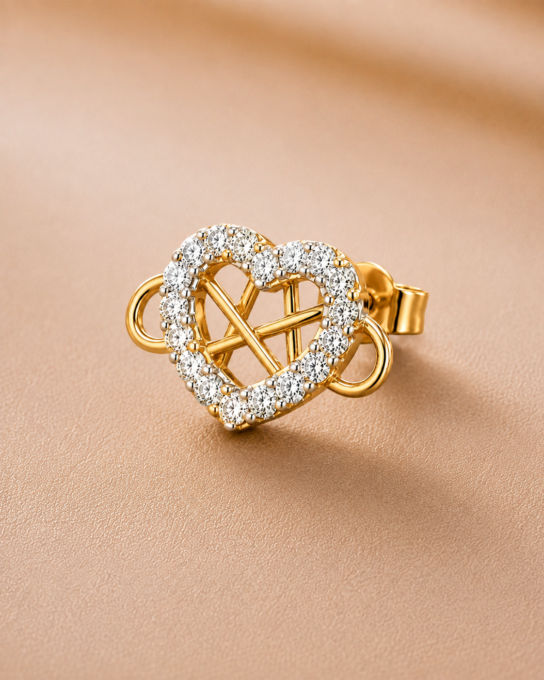 Ore 9K Gold Heart-Shaped Diamond Stud Earrings
