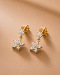 Ore 9K Gold Diamond Floral Drop Earrings
