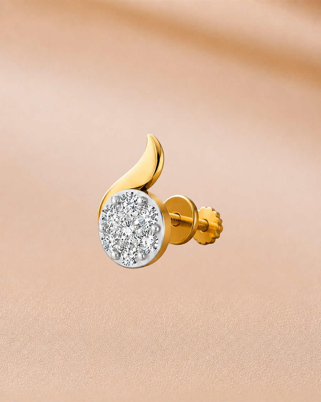 Ore 9K Gold Flame-Inspired Diamond Cluster Stud Earrings