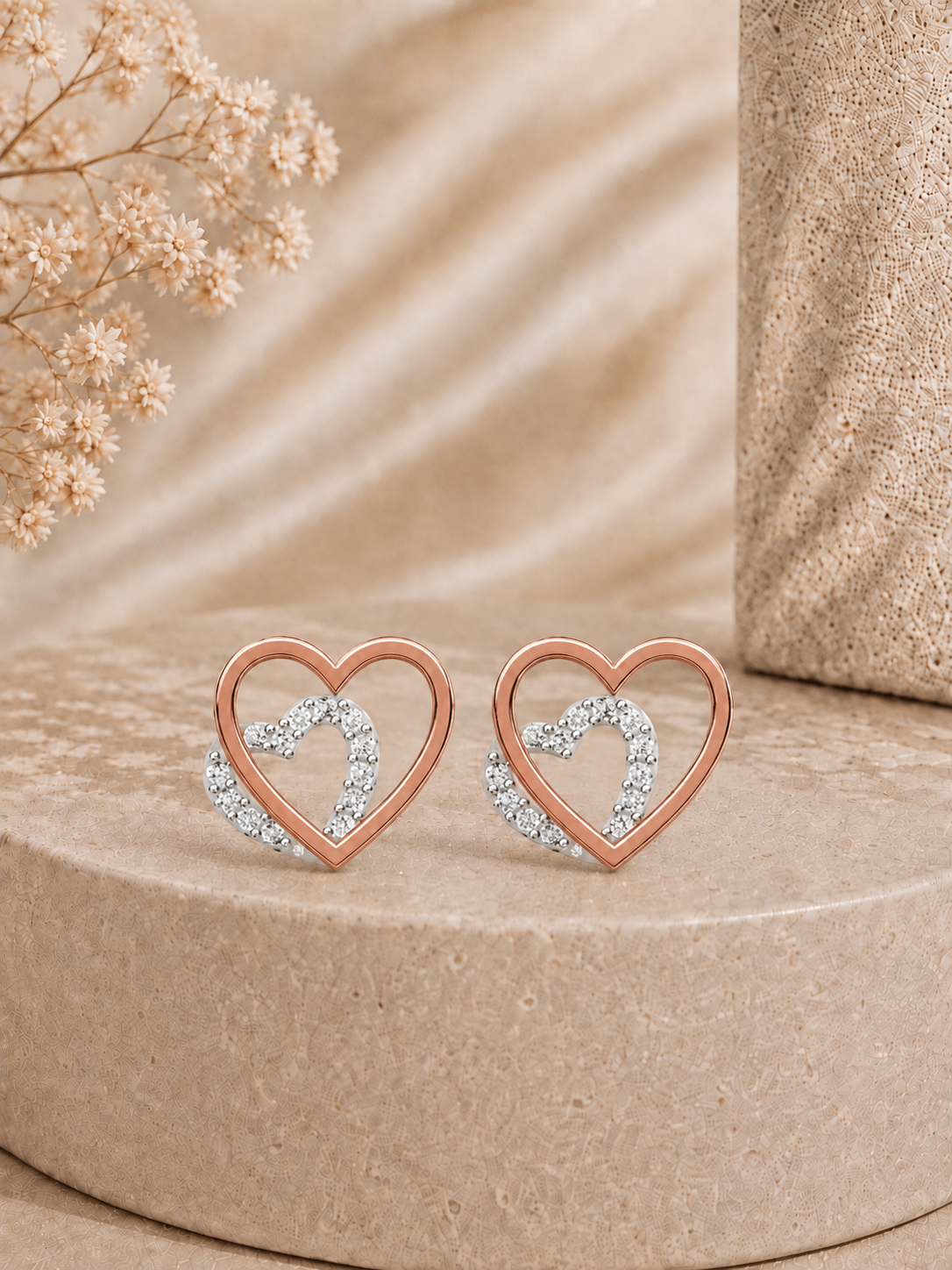 14K gold open heart diamond earrings by Oré