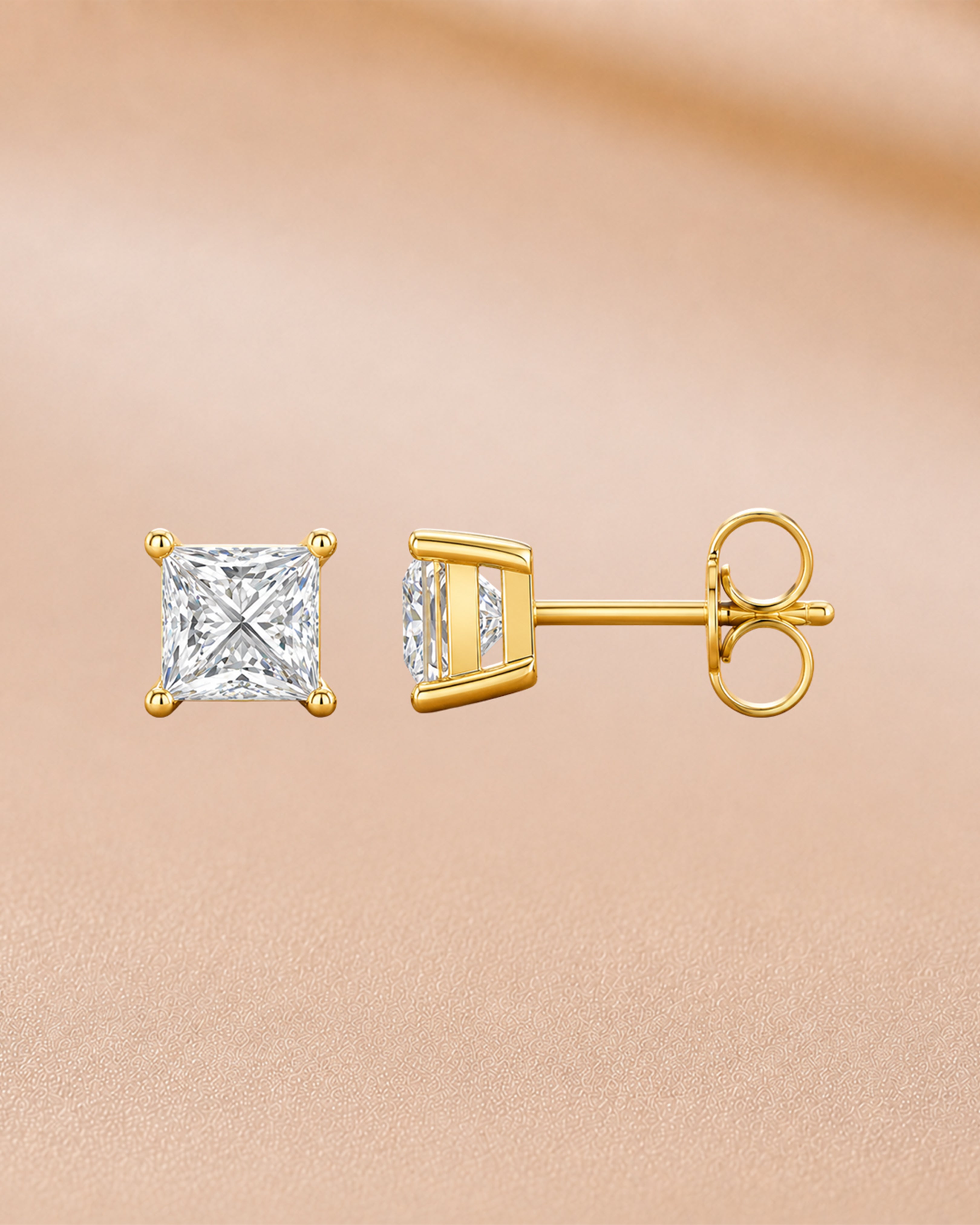 Ore 9K Yellow Gold 1.04 ct Round Bezel-Set Solitaire Stud Earrings