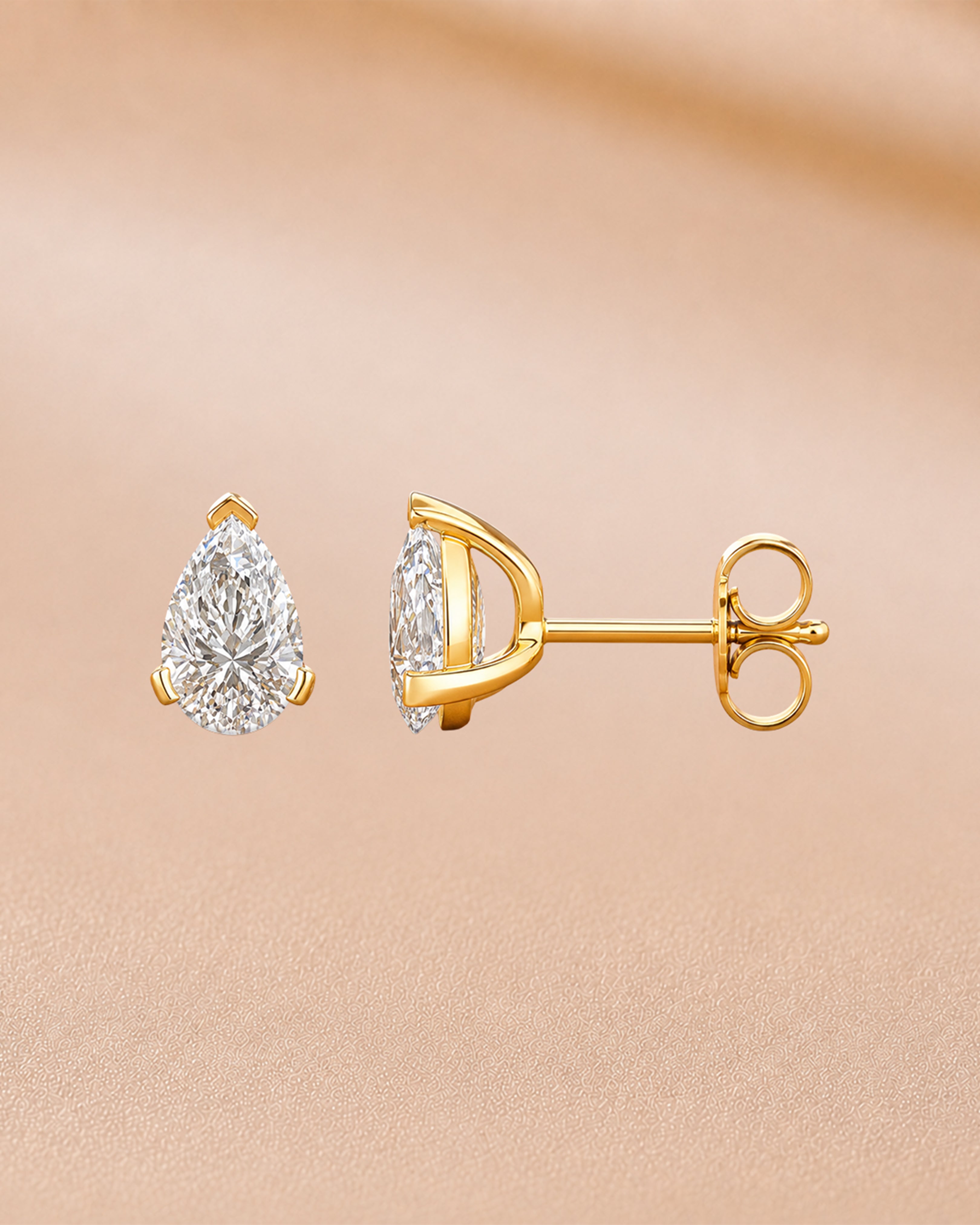 Ore 9K Yellow Gold Princess-Cut Solitaire Stud Earrings