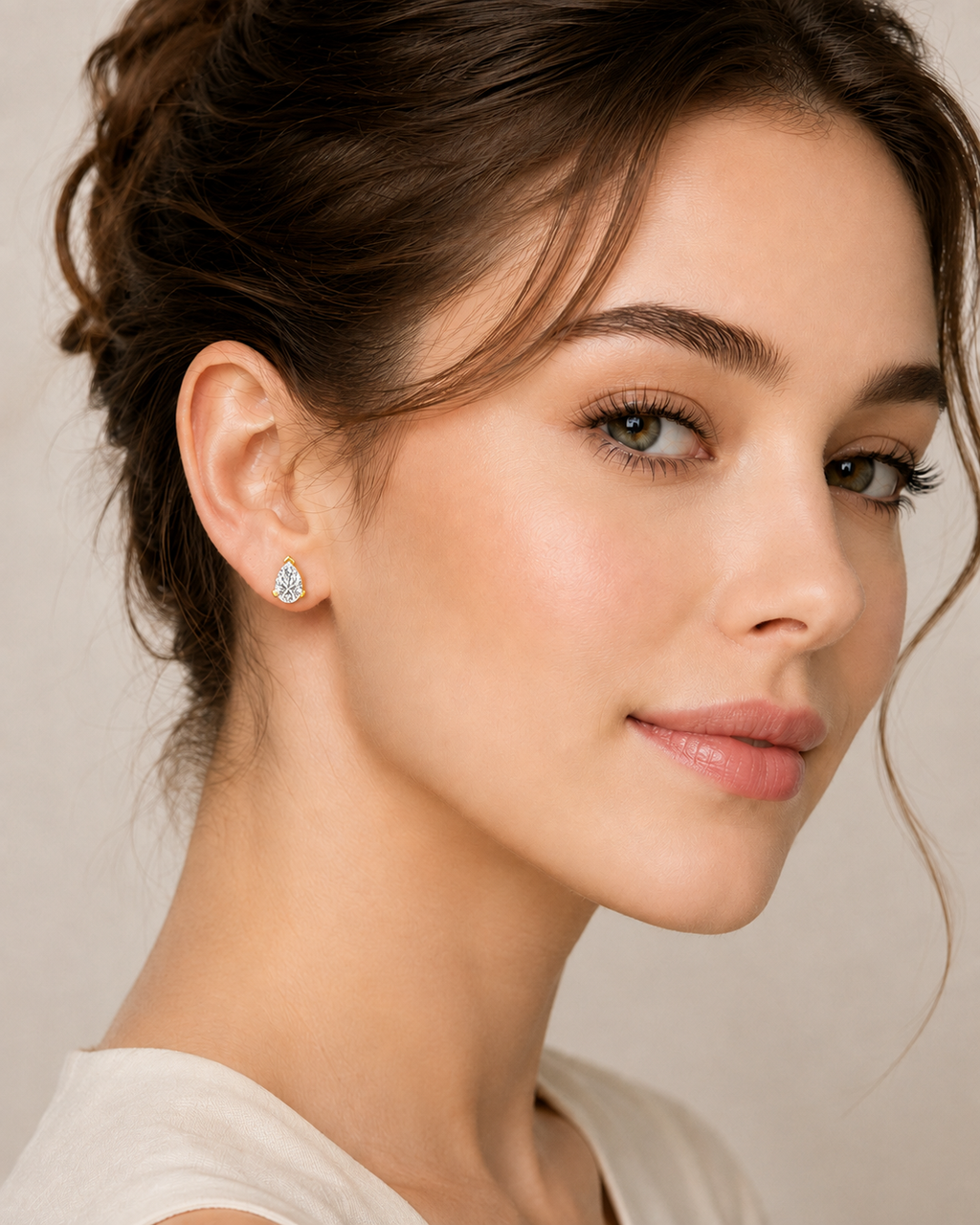Ore 9K Yellow Gold Princess-Cut Solitaire Stud Earrings