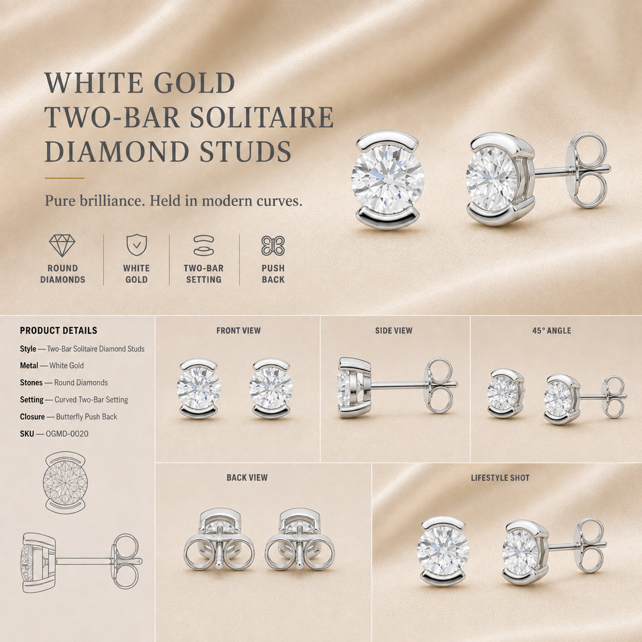Ore 14KT Yellow Gold Solitaire Diamond Earrings