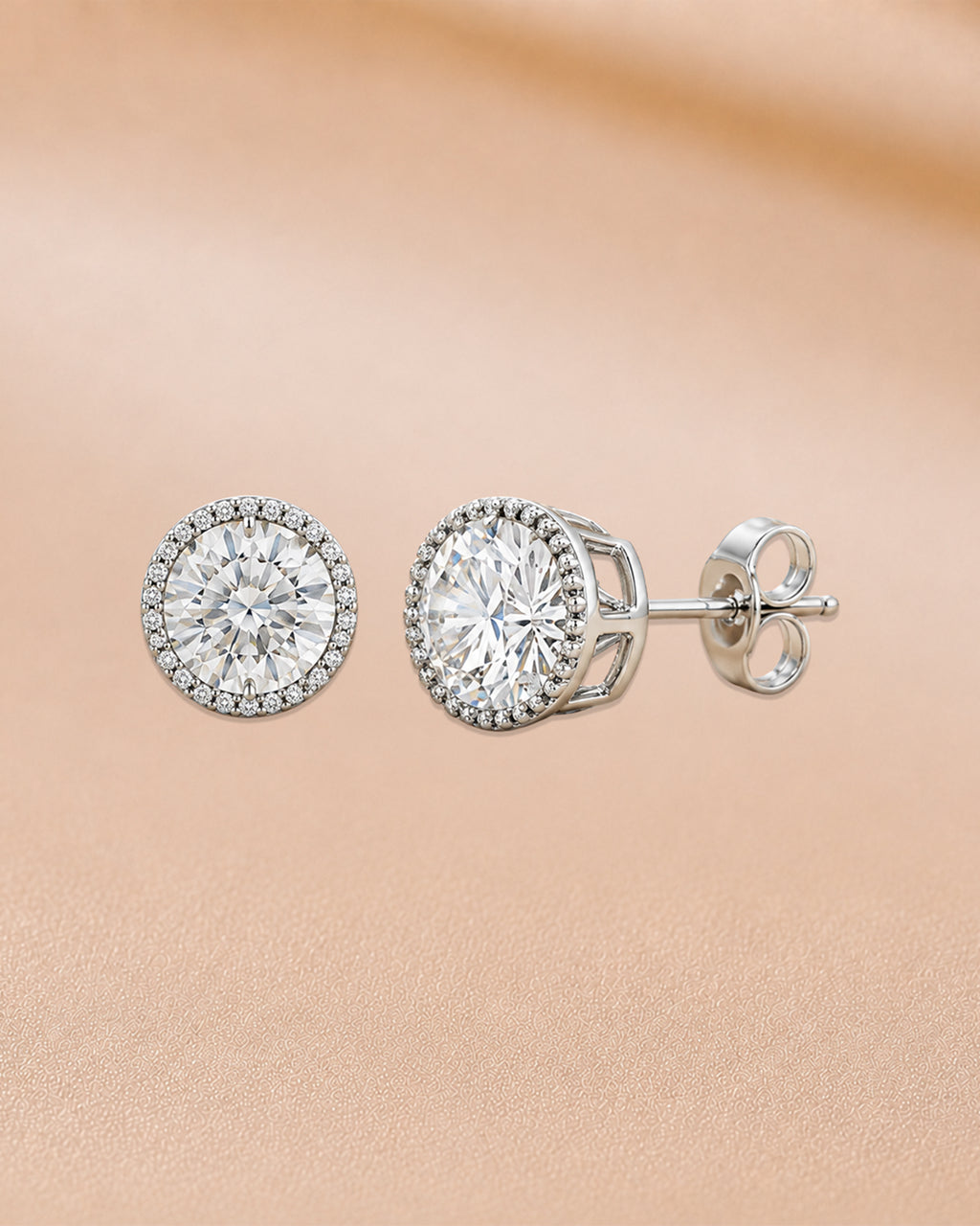 Ore 14KT Yellow Gold Circular Solitaire Diamond Earrings