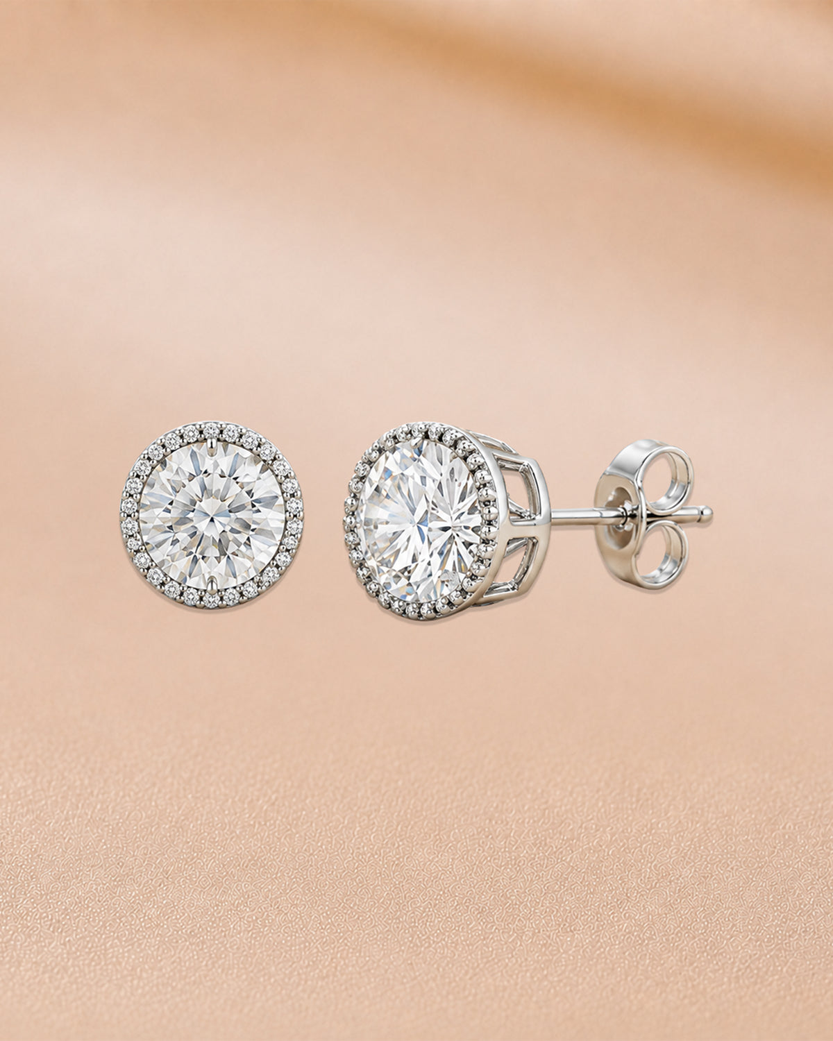 14K yellow gold round solitaire diamond studs by Oré