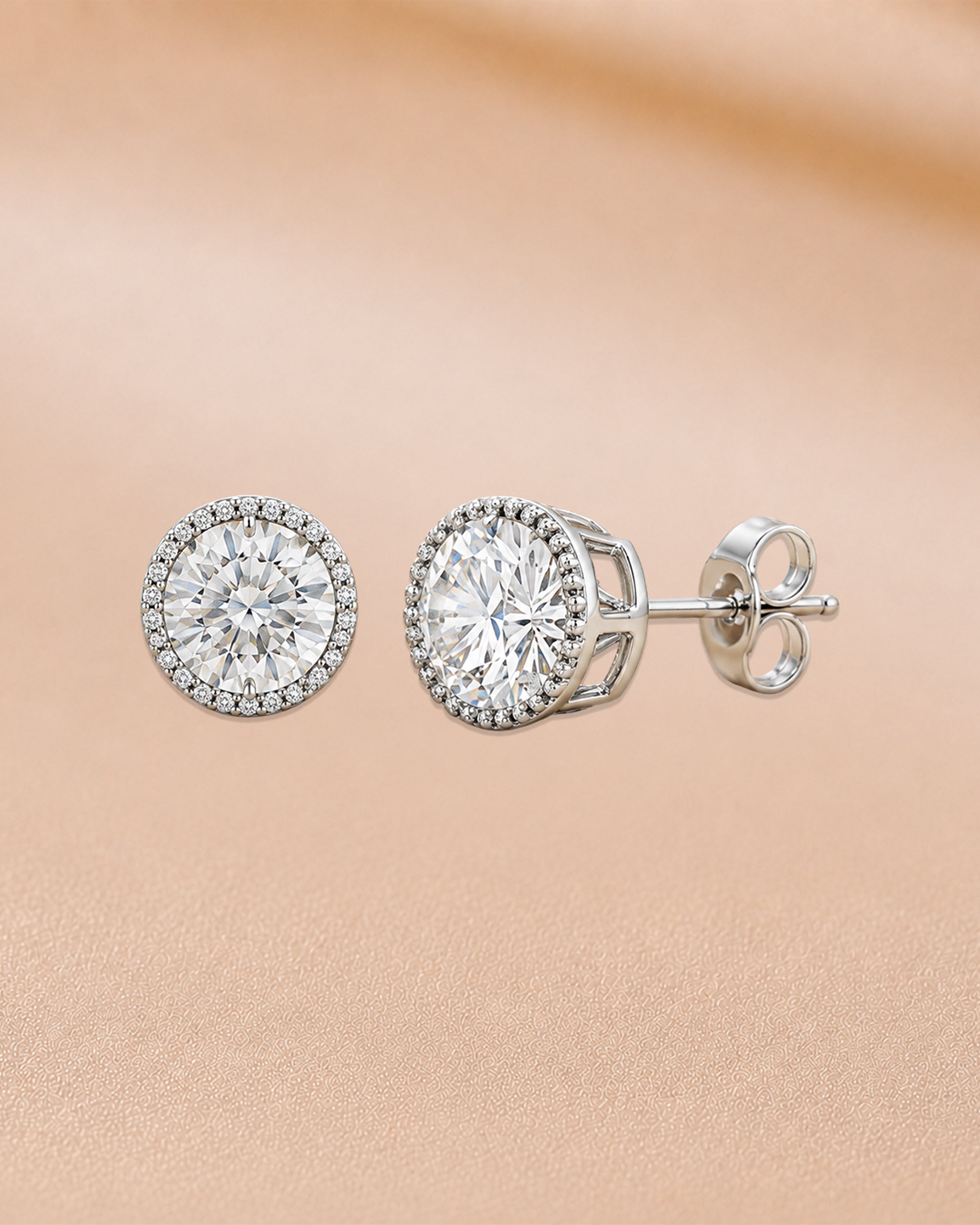 Ore 14KT Yellow Gold Circular Solitaire Diamond Earrings