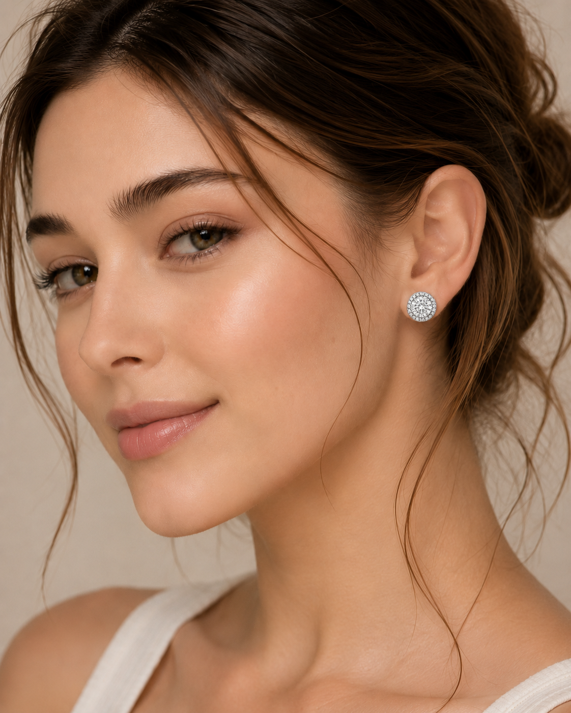 Ore 14KT Yellow Gold Circular Solitaire Diamond Earrings