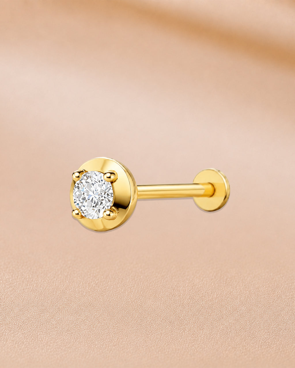 Ore 9K Rose Gold Round Solitaire Disc Nose Pin