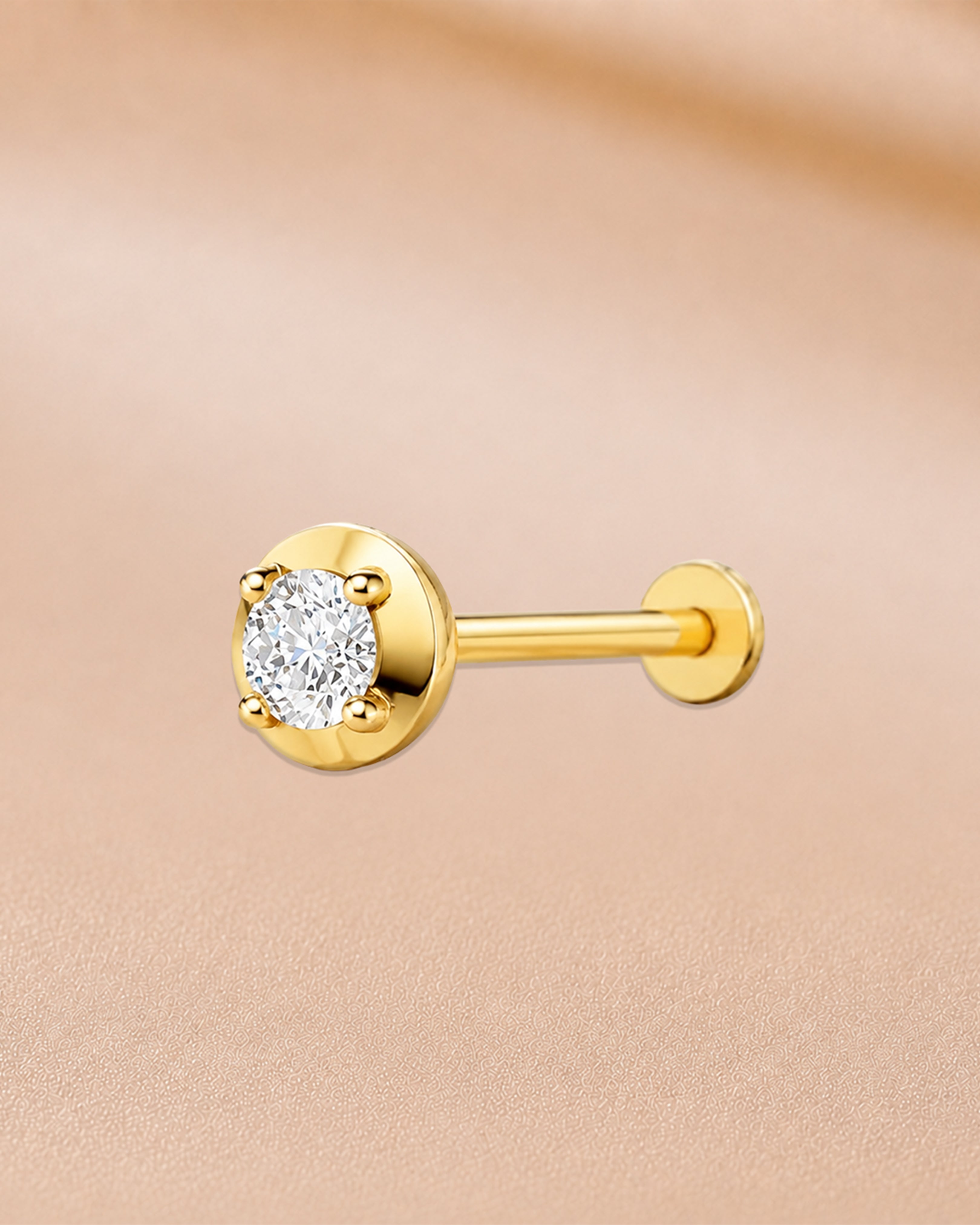 Ore 9K Rose Gold Round Solitaire Disc Nose Pin