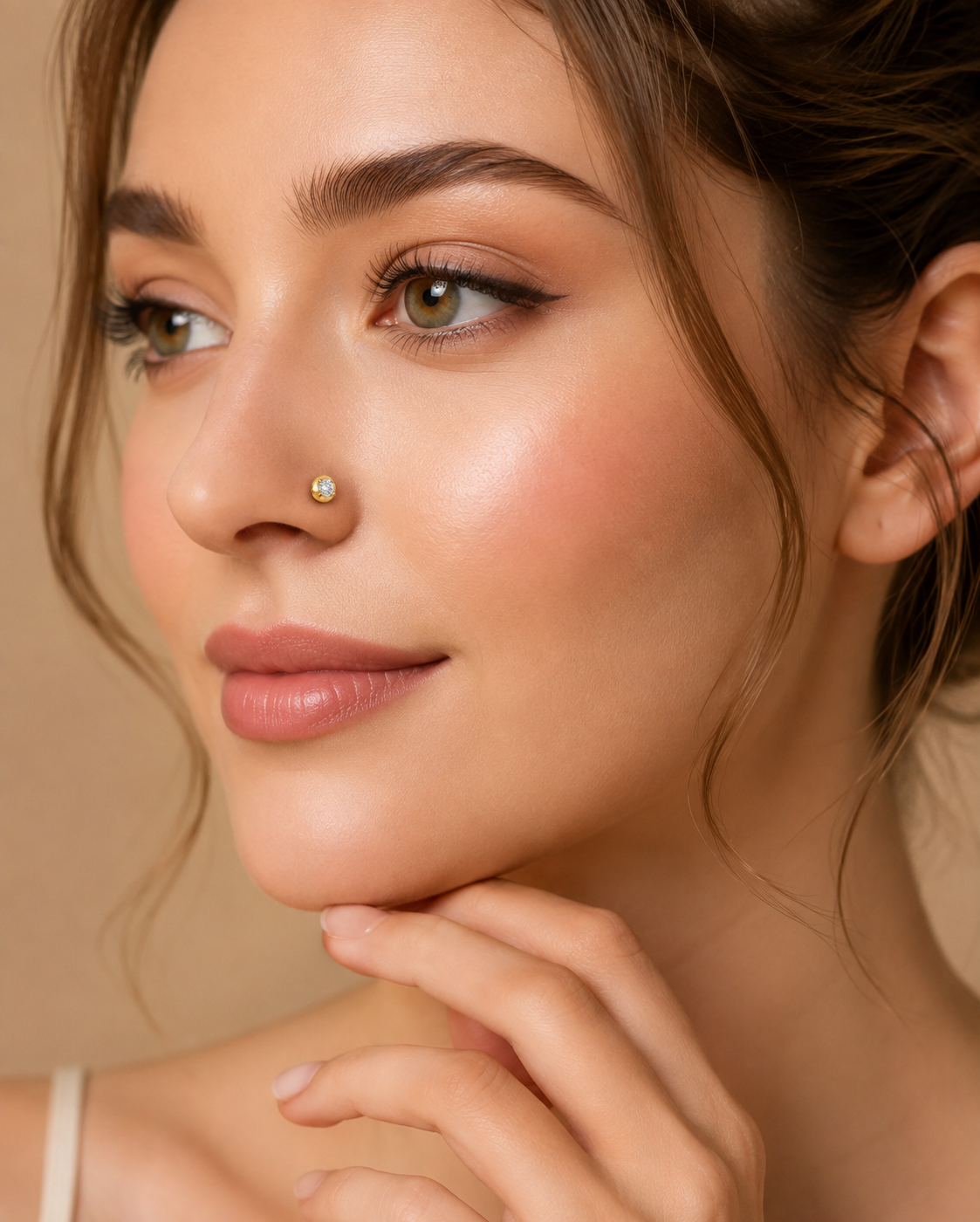 Ore 9K Rose Gold Round Solitaire Disc Nose Pin