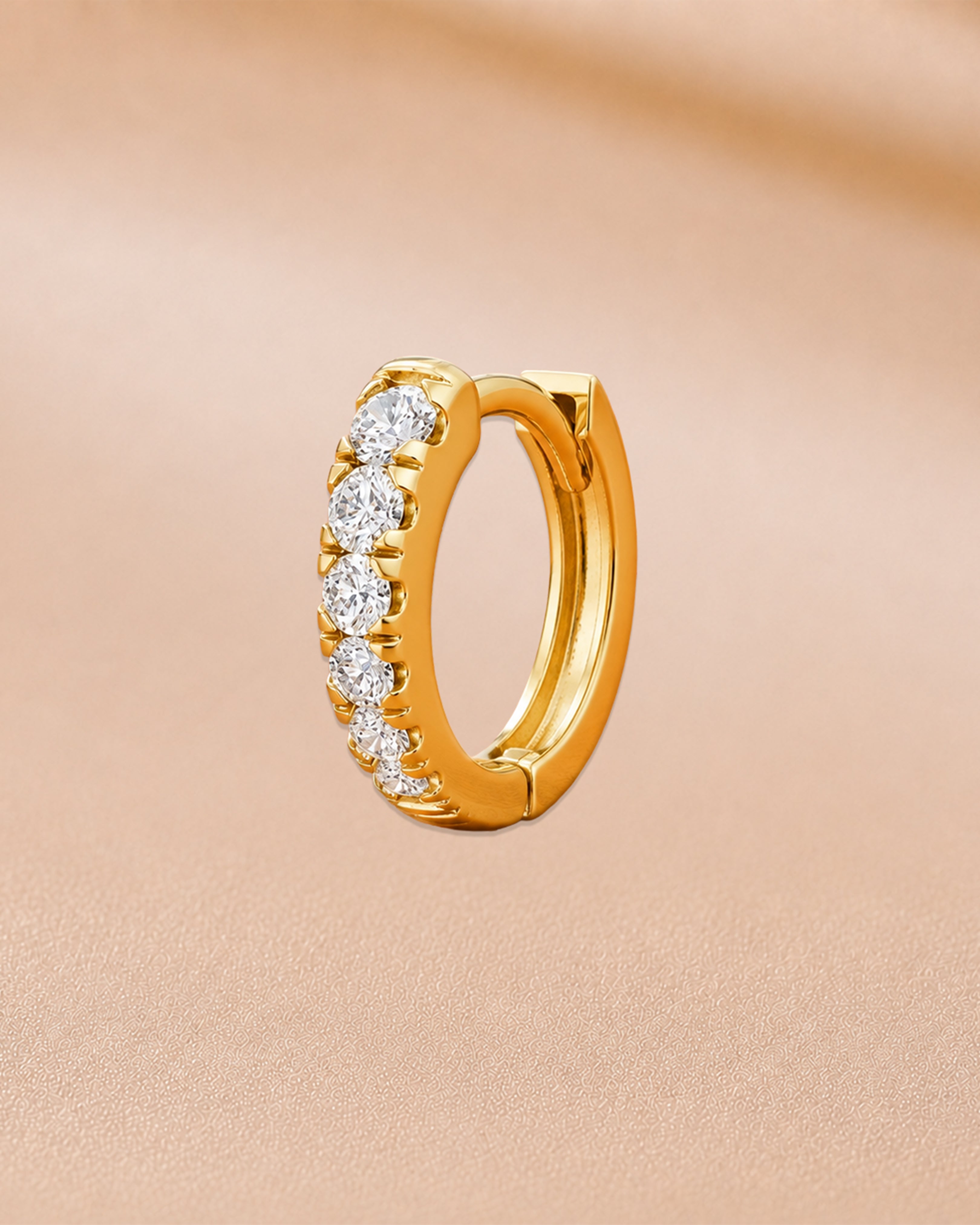 Ore 9K Yellow Gold Diamond Huggie Hoop Nose Ring