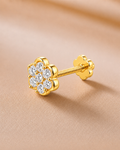 Ore 9K Gold Floral Diamond Screw-Back Nose Pin