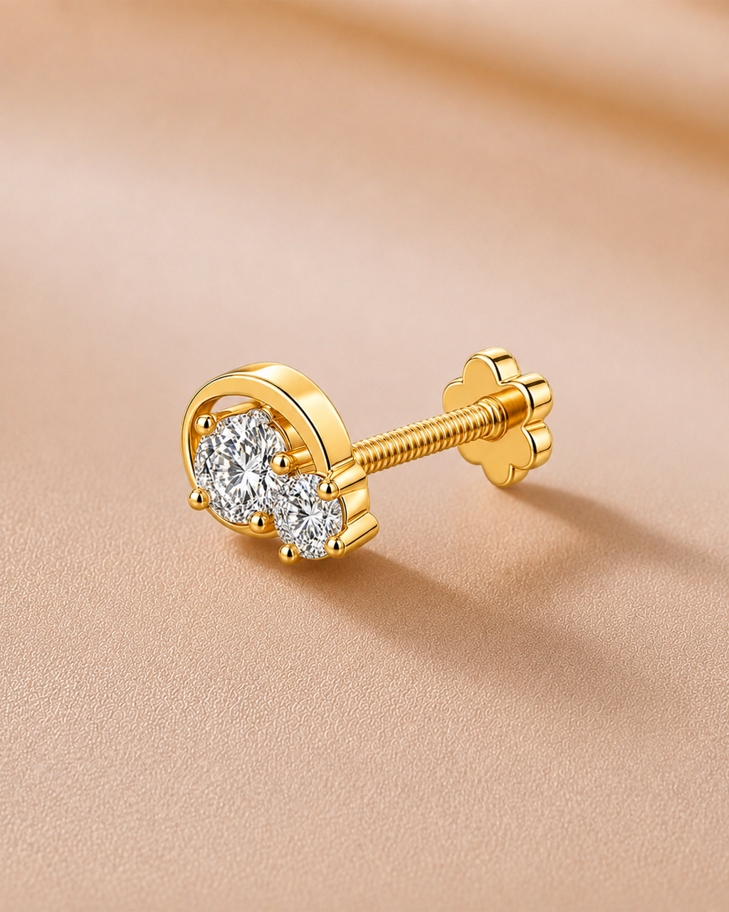Ore 9K Gold Round Floral Cluster Nose Pin