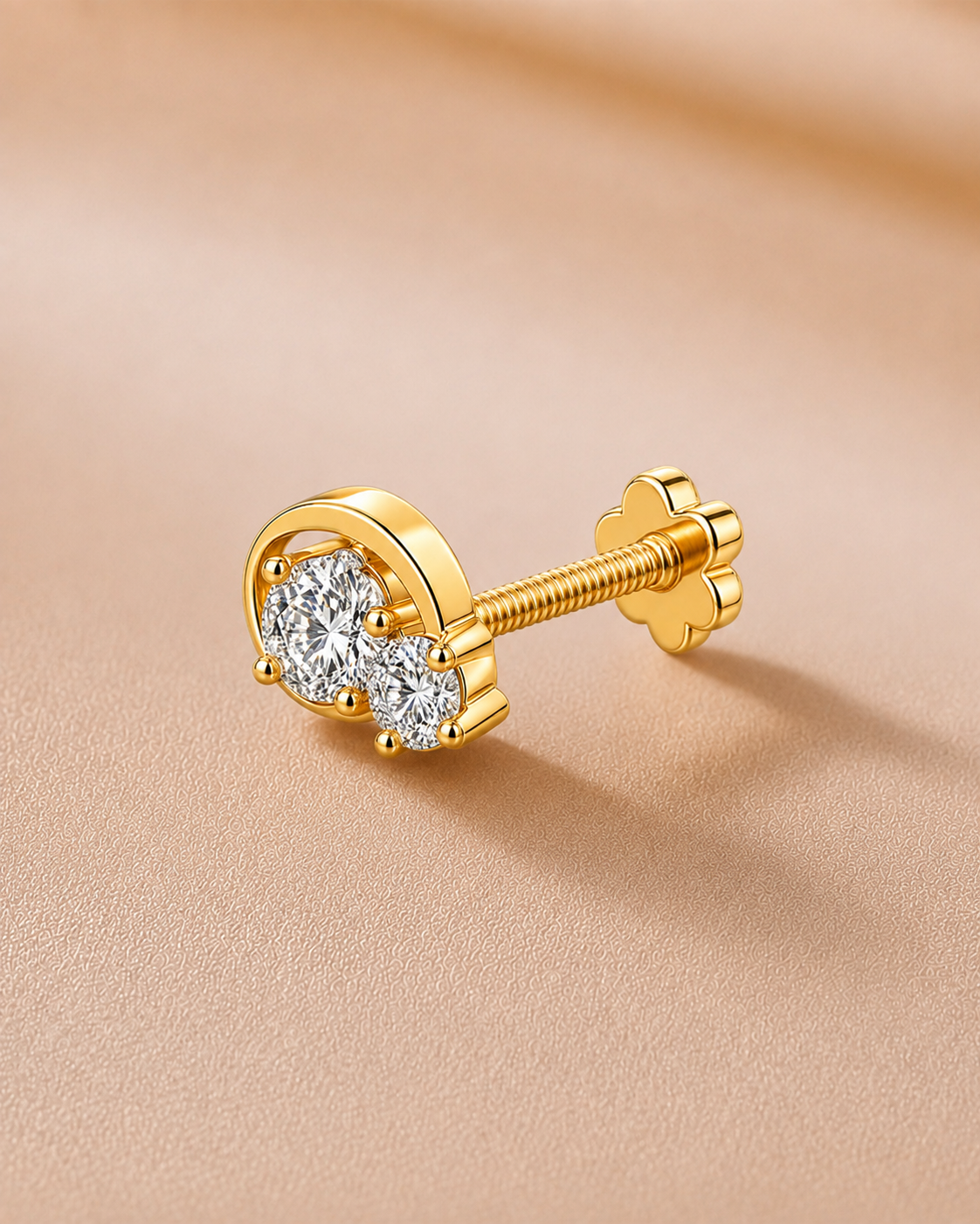 Ore 9K Gold Round Floral Cluster Nose Pin