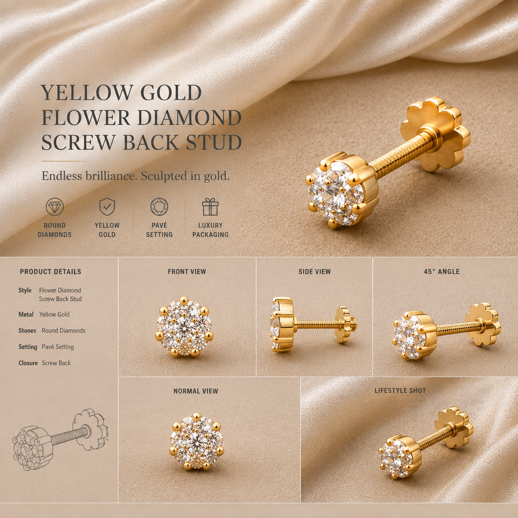 Ore 9K Gold Round Solitaire Nose Pin