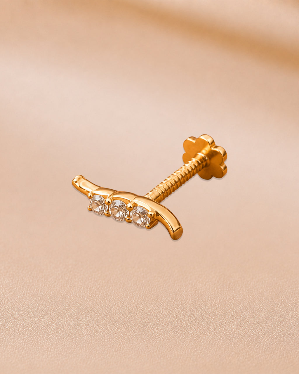 Ore 14KT Yellow Gold S-Shaped Nose Pin