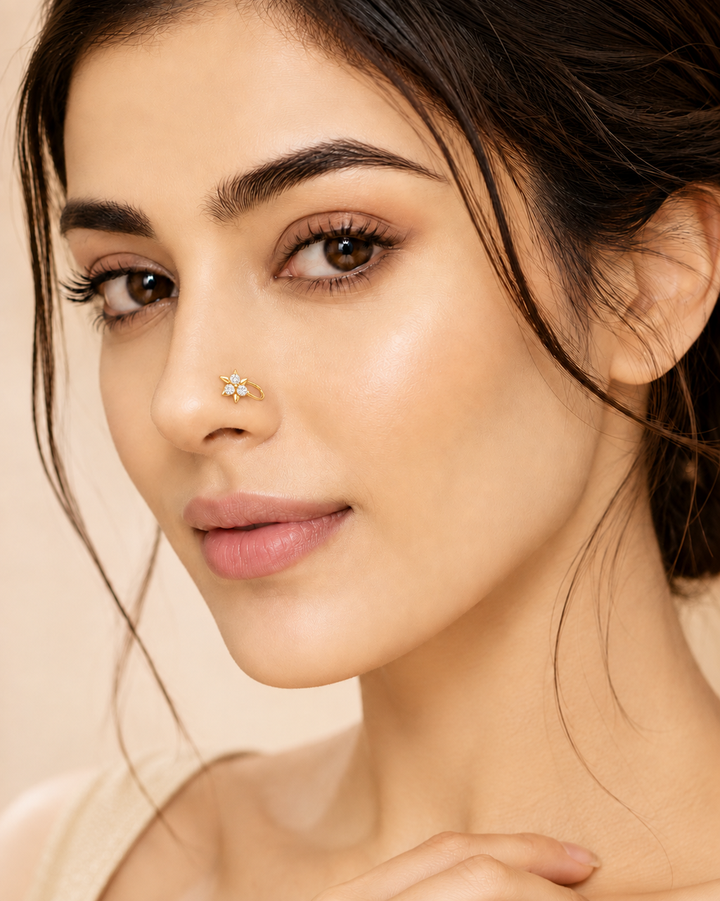 Ore 14KT Yellow Gold Hook Nose Pin