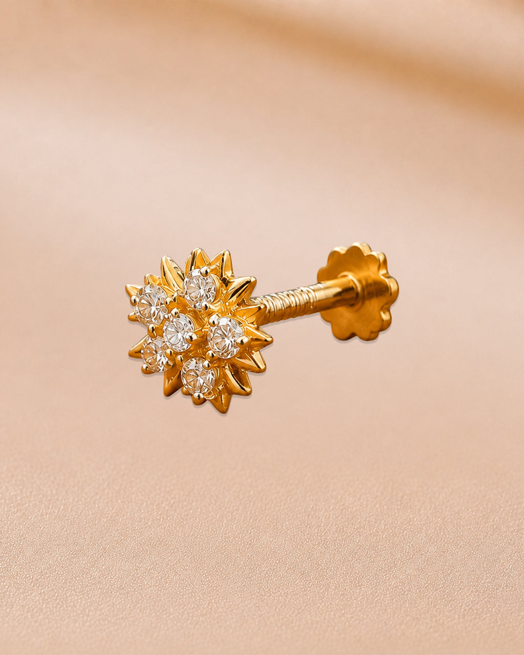 Ore 14KT Yellow Gold Leaf-Shaped Nose Pin