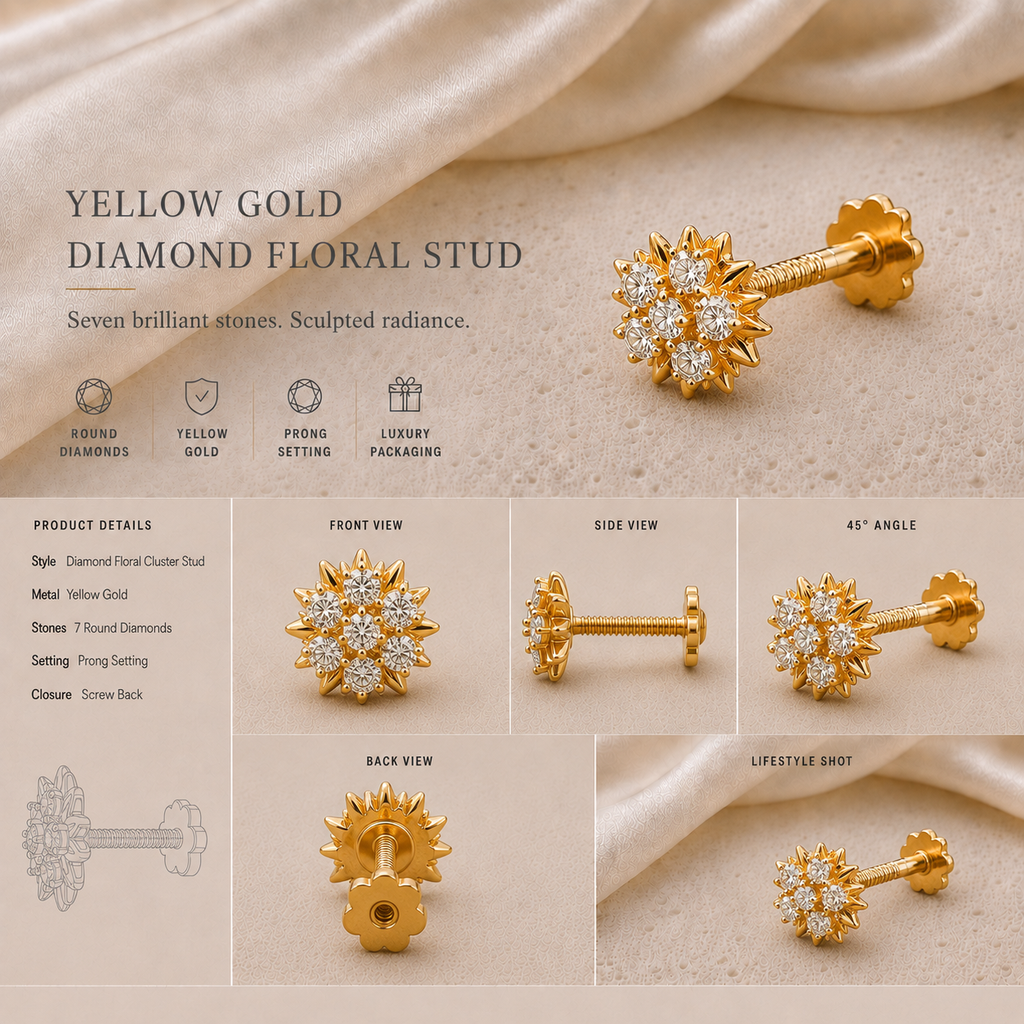 Ore 14KT Yellow Gold Leaf-Shaped Nose Pin