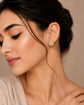 Ore 9K Gold Cushion-Square Diamond Cluster Stud Earrings
