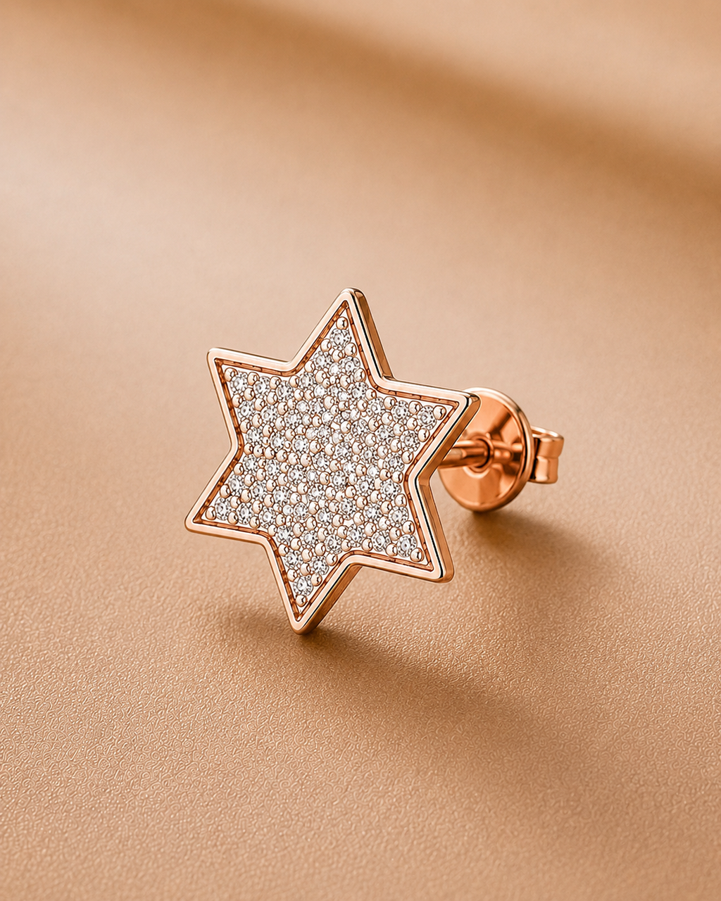 Ore 9K Gold Six-Point Star Pave Stud Earrings