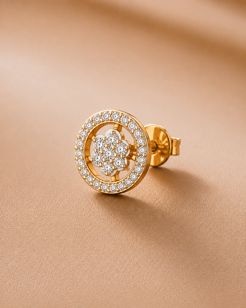 Ore 9K Gold Floral Halo Stud Earrings