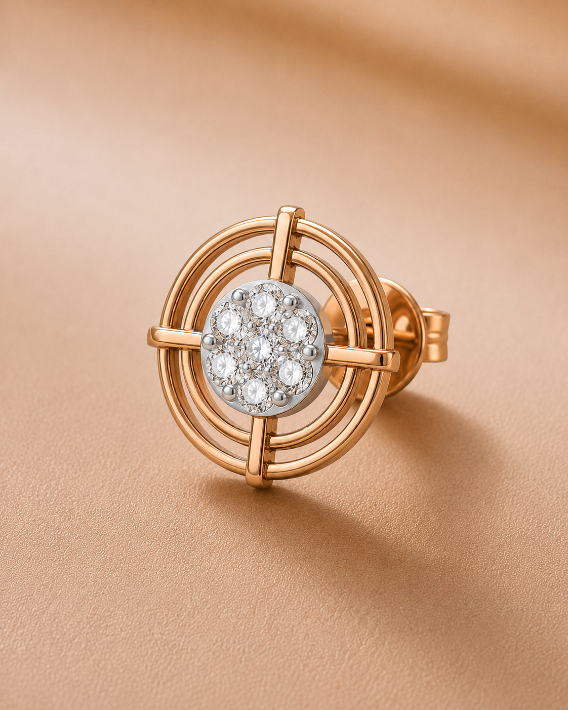 Ore 9K Gold Geometric Orbit Diamond Stud Earrings